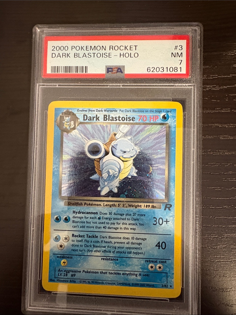 Dark Blastoise Holo Pokémon Card (Yellow & Blue) - PSA Graded